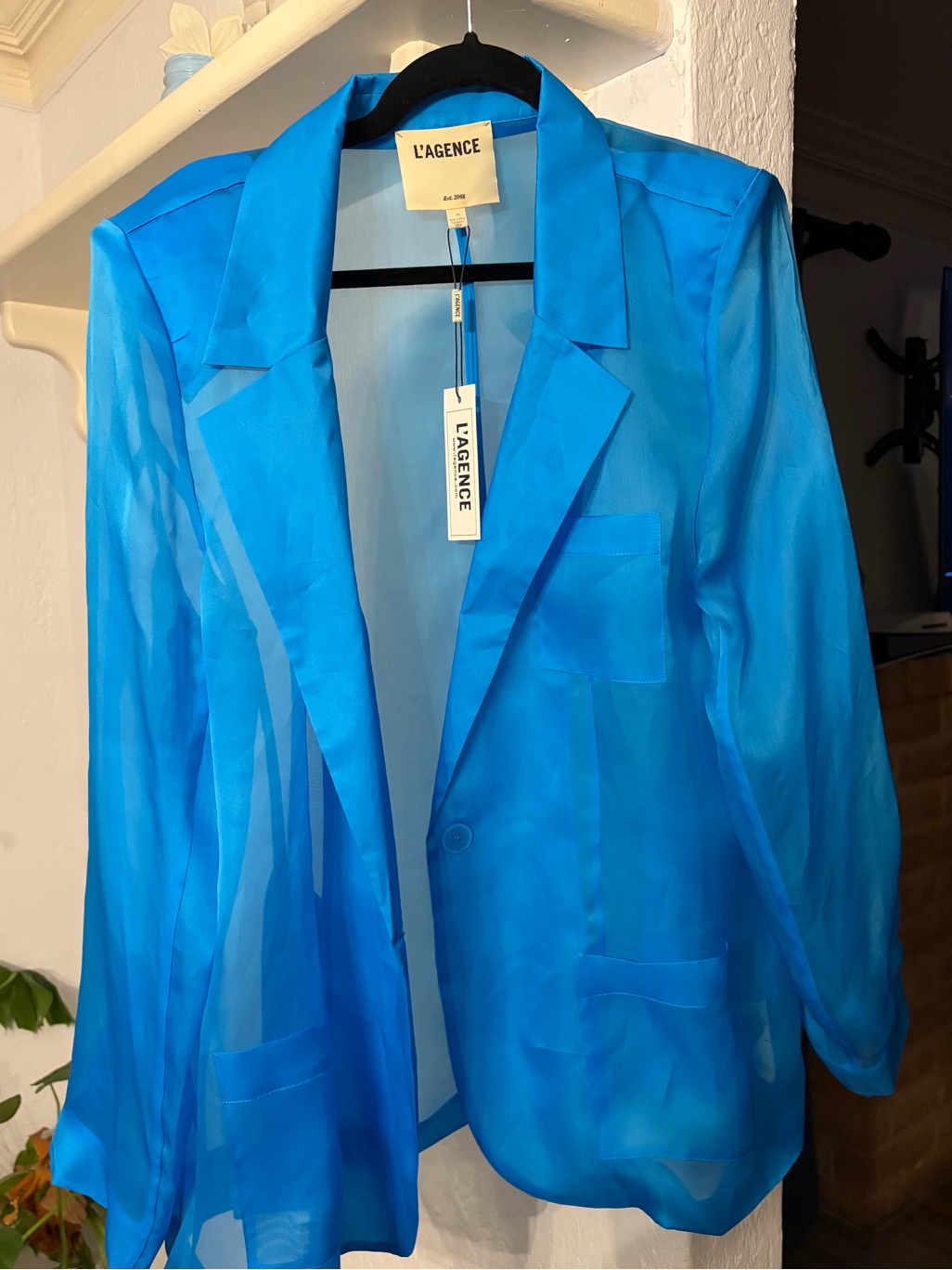 L'agence Blue Tamara Sheer Silk Blazer Size 18